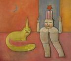 Hanging Clown with Yellow Cat