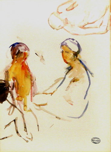 Study, Mother & Child & Hovering Figure