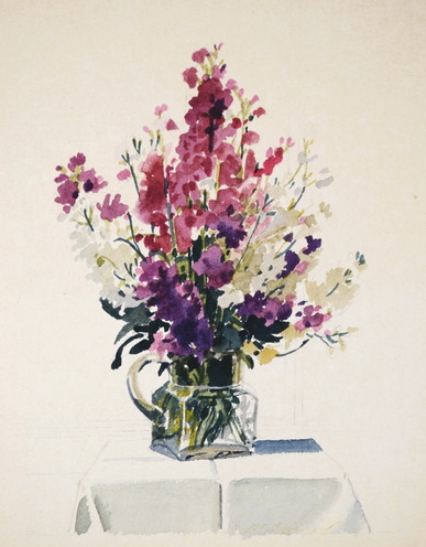 Flowers in a Glass Pitcher