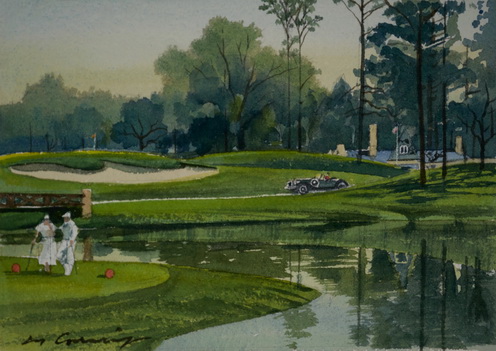 Golf Scene with Old Car