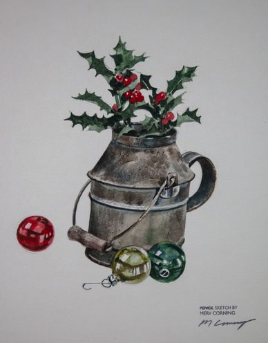 Metal Container with Holly