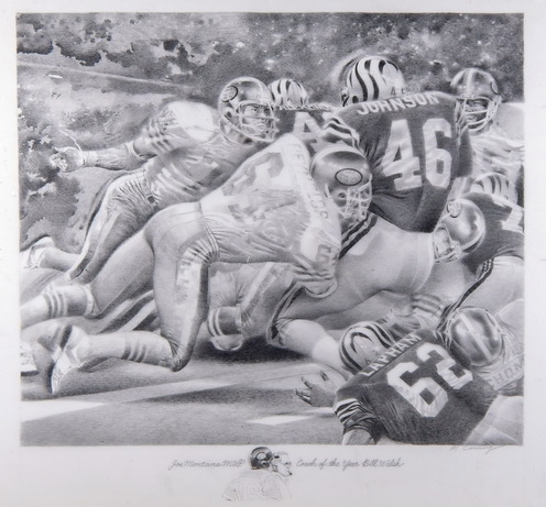 Joe Montana (MVP, Super Bowl XVI, Bengals vs. 49ers) (Mylar Drawing)